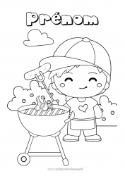 Coloriage gratuit Garçon Nourriture Enfant Coloriages intermédiaires Barbecue