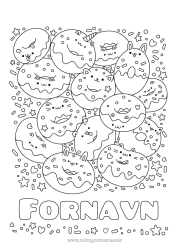 Gratis farvelægning Sød Kage Kawaii Donuts Slik, søde sager Mellemliggende farvelægninger