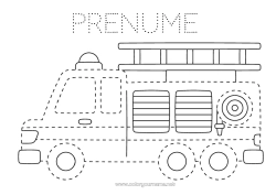 Pagină de colorat gratuită Vehicule Activități pentru copii Pompier Desene de colorat ușoare Urmează și colorează Camion de pompieri Vehicule de salvare și urgență Meserii în domeniul securității