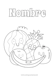 Dibujo libre Kawaii Alimento Piña Frutas Sandía Plátano