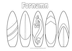 Gratis färgläggning Sport Sommar Hav Lätta målarbilder Surfing Vattensporter