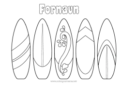 Gratis fargelegging Sport Sommer Hav Enkle fargelegginger Surfing Vannaktiviteter