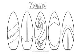 Colouring to customise Sport Summer Sea Easy Colouring Pages Surfing Water Sports