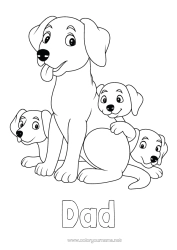 Free colouring Dad Mum Dog Child Animal Dogs and cats Animal family Cub