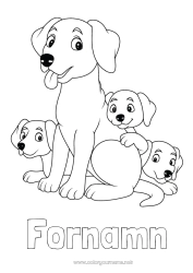 Färgläggningssida för barn Pappa Mamma Hund Barn Djur Hundar och katter Djurfamilj Bebisdjur