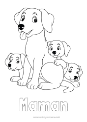 Coloriage enfant Papa Maman Chien Enfant Animal Chiens et chats