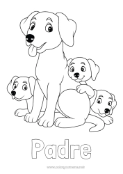 Niño página para colorear Papá Mamá Perro Niño Animales Perros y gatos Familia de animales Bebé animal