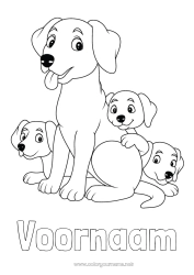 Kleurplaat aanpassen Papa Mama Hond Kind Dier Honden en katten Dierenfamilie Dierenbaby