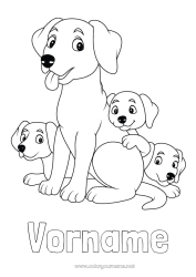 Kostenlose Zeichnung Papa Mama Hund Kind Tier Hunde und Katzen Tierfamilie Tierbaby