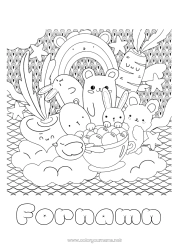 Gratis teckning Söt Kanin Djur Regnbåge Zentangle Skogens djur