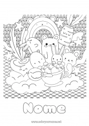 Disegno gratuito Kawaii Coniglio Animale Arcobaleno Zentangle Animali della foresta