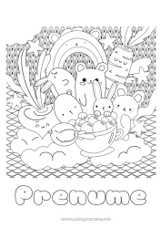 Pagină de colorat gratuită Drăguț Iepure Animal Curcubeu Zentangle Animale din pădure