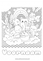 Gratis tekening Kawaii Konijn Dier Regenboog Zentangle Bosdieren