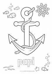 Coloriage enfant Été Poisson Coloriages intermédiaires Animaux marins ou aquatique Ancre marine