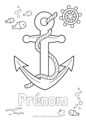 Coloriage à personnaliser Été Poisson Coloriages intermédiaires Animaux marins ou aquatique Ancre marine