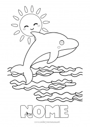 Desenho grátis Mar Animal Golfinho Colorações Intermediárias Animais marinhos ou aquáticos Ondas
