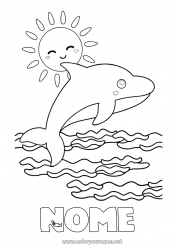 Disegno gratuito Mare Animale Delfino Disegni intermedi Animali marini o acquatici Onde