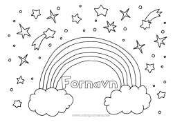 Gratis fargelegging Regnbue Stjerner Doodle Enkle fargelegginger