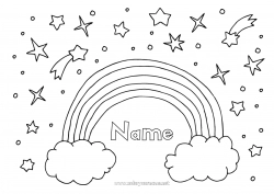 Free drawing Rainbow Stars Doodle Easy coloring pages