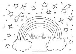 Dibujo libre Arcoíris Estrellas Doodle Dibujos fáciles para colorear