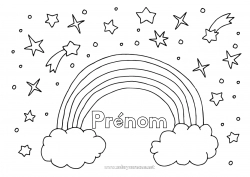 Coloriage gratuit Arc en ciel Étoiles Doodle Coloriages faciles