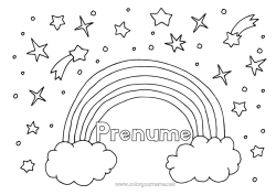Pagină de colorat personalizată Curcubeu Stele Doodle Desene de colorat ușoare