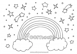 Kleurplaat aanpassen Regenboog Sterren Doodle Eenvoudige kleurplaten