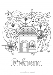 Dessin gratuit Fleurs Printemps Maison Coloriages intermédiaires