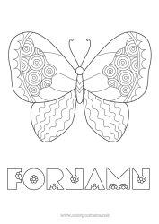 Gratis färgläggning Fjäril Djur Lätta målarbilder Zentangle Insekter