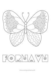 Gratis fargelegging Sommerfugl Dyr Enkle fargelegginger Zentangle Insekter