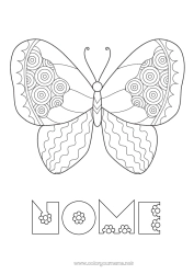 Colorazione gratuita Farfalla Animale Disegni da colorare facili Zentangle Insetti