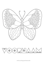 Gratis kleurplaat Vlinder Dier Eenvoudige kleurplaten Zentangle Insecten