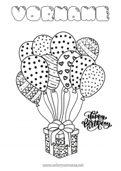 Kostenlose Zeichnung Geschenke Geburtstag Luftballons Mittelstufenmalvorlagen Alles Gute zum Geburtstag (Französisch) Nachricht