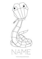 Free colouring Children's activities Animal Snake Easy colouring pages Reptiles Mosaics