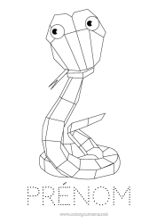 Coloriage gratuit Activités enfants Animal Serpent Coloriages faciles Reptiles Mosaïques