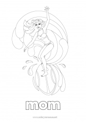 Child coloring page Sport Girl Summer Intermediate coloring pages Surf Nautical sports