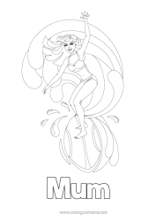 Free colouring Sport Girl Summer Intermediate colouring sheets Surfing Water sports