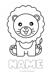 Free drawing Cute Lion Easy coloring pages Wild animals of Africa