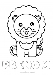 Dessin gratuit Mignon Lion Animal Coloriages faciles Animaux sauvages d'Afrique