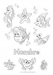 Colorear gratis Lindo Verano Mar Pescado Animales marinos o acuáticos