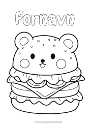 Gratis farvelægning Sød Kawaii Mad Nem farvelægning Hamburger