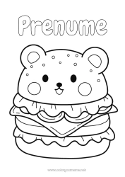 Pagină de colorat gratuită Drăguț Drăguț Mâncare Desene de colorat ușoare Hamburger