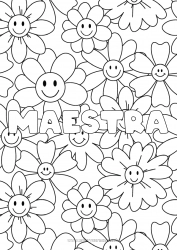 Niño página para colorear Flores Mandala Primavera Nombre decorado Dibujos complejos para colorear Fondo decorativo