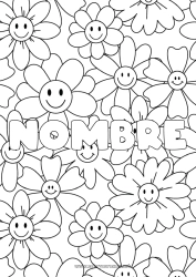 Dibujo libre Flores Mandala Primavera Nombre decorado Dibujos complejos para colorear