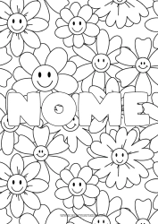 Desenho para personalizar Flores Mandala Primavera Nome decorado Colorações Complexas