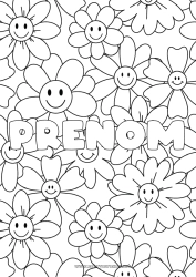 Coloriage gratuit Fleurs Mandala Printemps Nom décoré Coloriages complexes