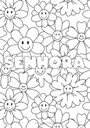 Página de desenho infantil Flores Mandala Primavera Nome decorado Colorações Complexas Fundo decorativo