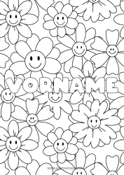 Kostenlose Malvorlage Blumen Mandala Frühling Dekorierter Name Komplexe Ausmalbilder Dekorativer Hintergrund