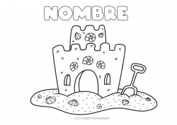 Dibujo libre Verano Playa Conchas marinas Dibujos fáciles para colorear Animales marinos o acuáticos Castillo de arena