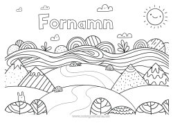 Färgläggningssida att anpassa Vår Sol Doodle Mellannivå färgläggningar Naturlandskap